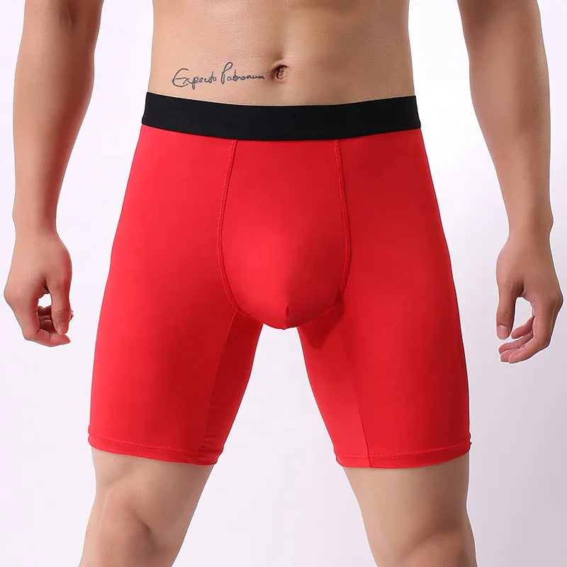 Wholesale 5 Color Extended High Waist Breathable Ice Silk Fabric Men's Boxer Briefs