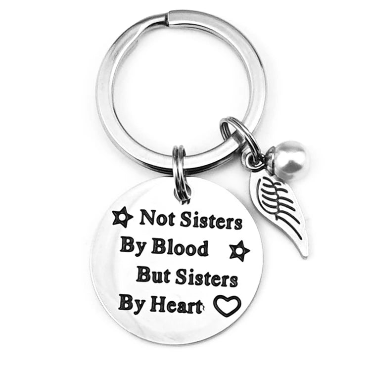 Wholesale New European Style Keychain Titanium Steel Jewelry Vintage Fashion Good Sister Metal Pendant