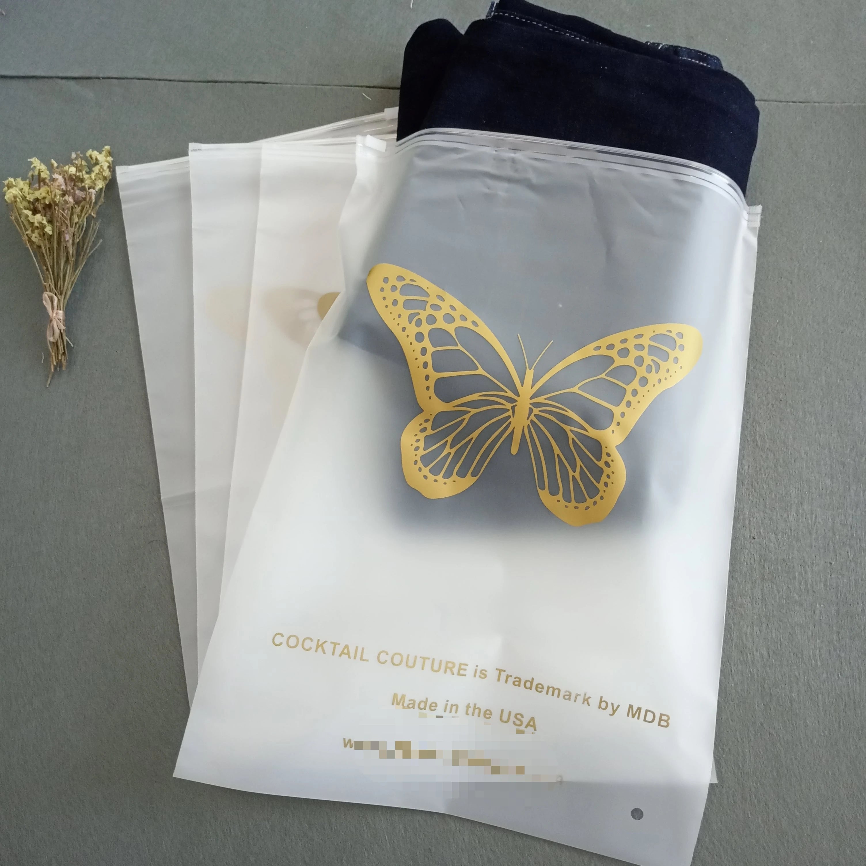 Eco-Friendly Custom Printed Biodegradable Frosted Sealing Zipper Lock Bag for Clothes Shirt Swimwear Packaging