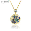 LUOTEEMI Marine Life Brass Gold Plated Sea Shell Pearl Girl Necklace Multi Color Wholesale Fashion Pendant Necklace