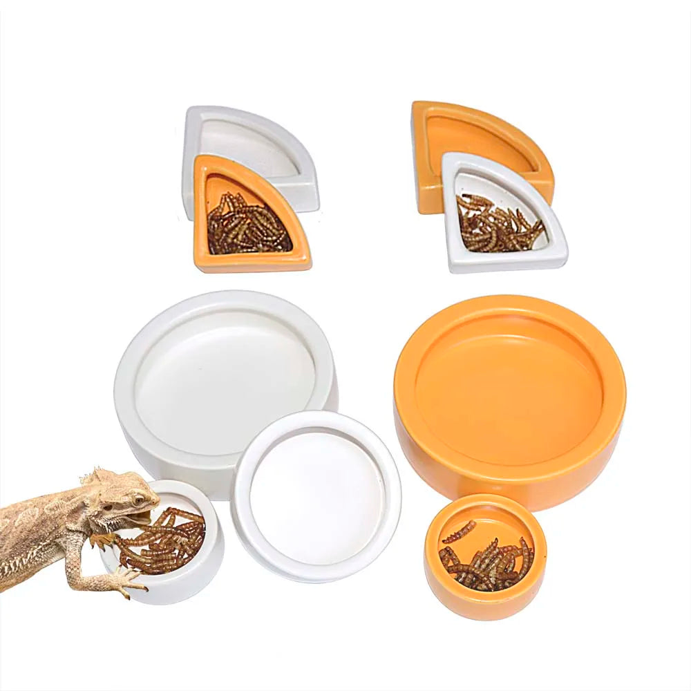 Worm Anti Escape Feeder Lizard Gecko Ceramic Pet Feeding Bowls Mealworm Bowl Escape Proof Reptile Food Feeder Dish Bowl