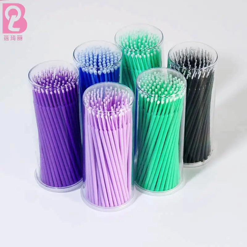 Beiqili 4000 PCS Disposable Microfiber Eyelash Applicator Flocked Stick Individual Volume Microbrush Nylon Swabs Plastic Handle