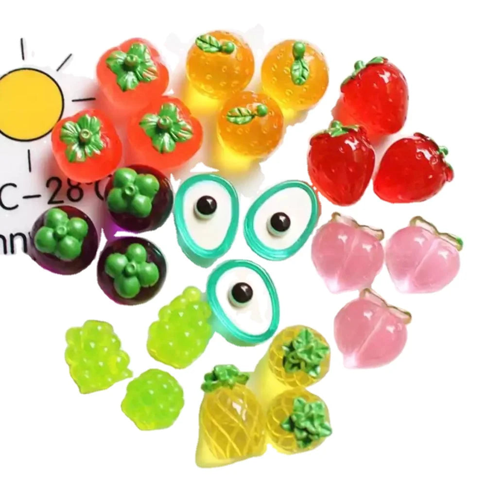 100 PCS Mini Simulation 1/12 Miniature Dollhouse Transparent Resin Fruit Food for Doll House Decor Kits Kitchen Toys Accessories