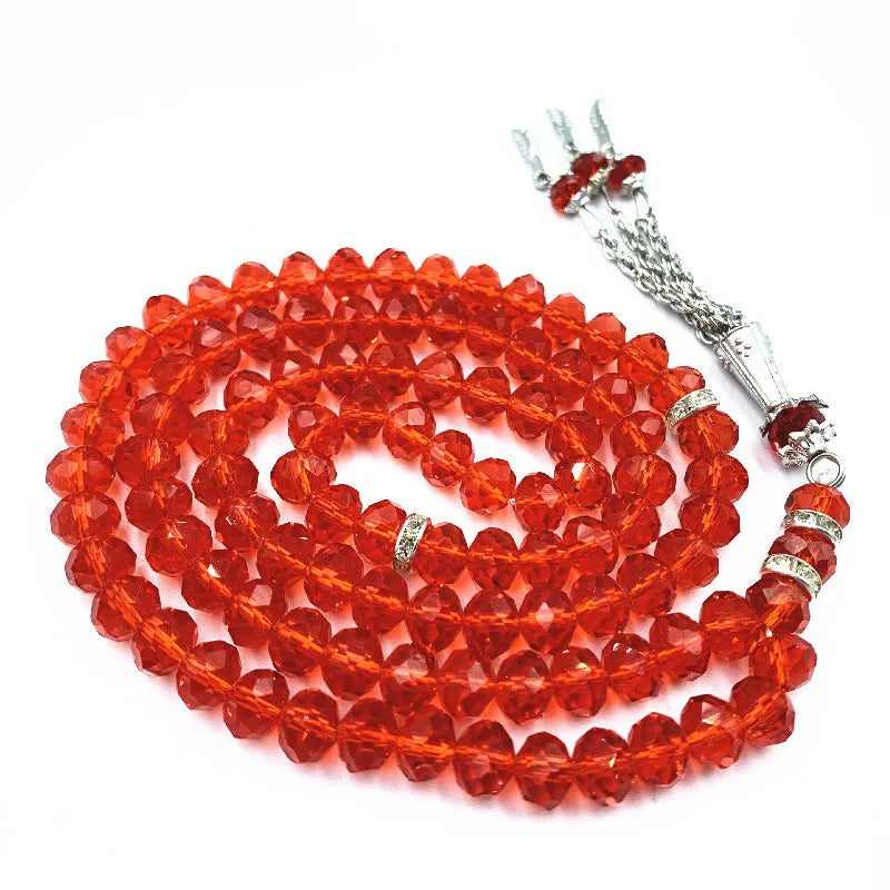JC Crystal 8mm 99 Pcs Islamic Glass Rosary Bead Chain  Wholesale Muslim Stainless Rosary Necklace