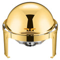 Commercial Equipment Stainless Steel Roll Top 6L Round Chafing Dish Luxury Gold Chaffing Dish Buffet Food Warmer for Party