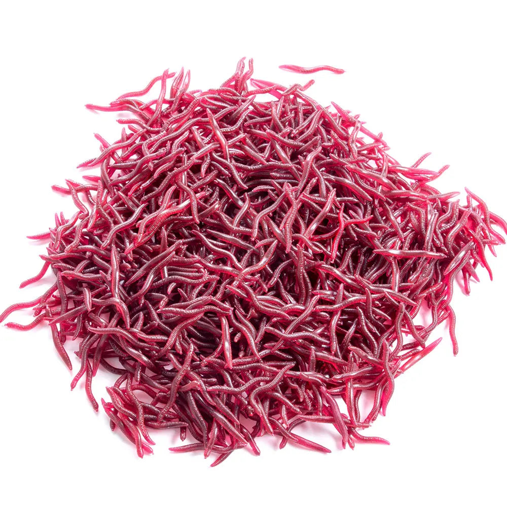 50pcs/bag Red Earthworm Fish Soft Bait 4cm Larva Grub Soft Plastic Worm Lure