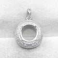 Sterling Silver 11mm Semi Mount Pendant Empty Frame Blank Support Setting S925 Base Holder Without Center Stone for DIY Inlay