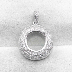 Sterling Silver 11mm Semi Mount Pendant Empty Frame Blank Support Setting S925 Base Holder Without Center Stone for DIY Inlay