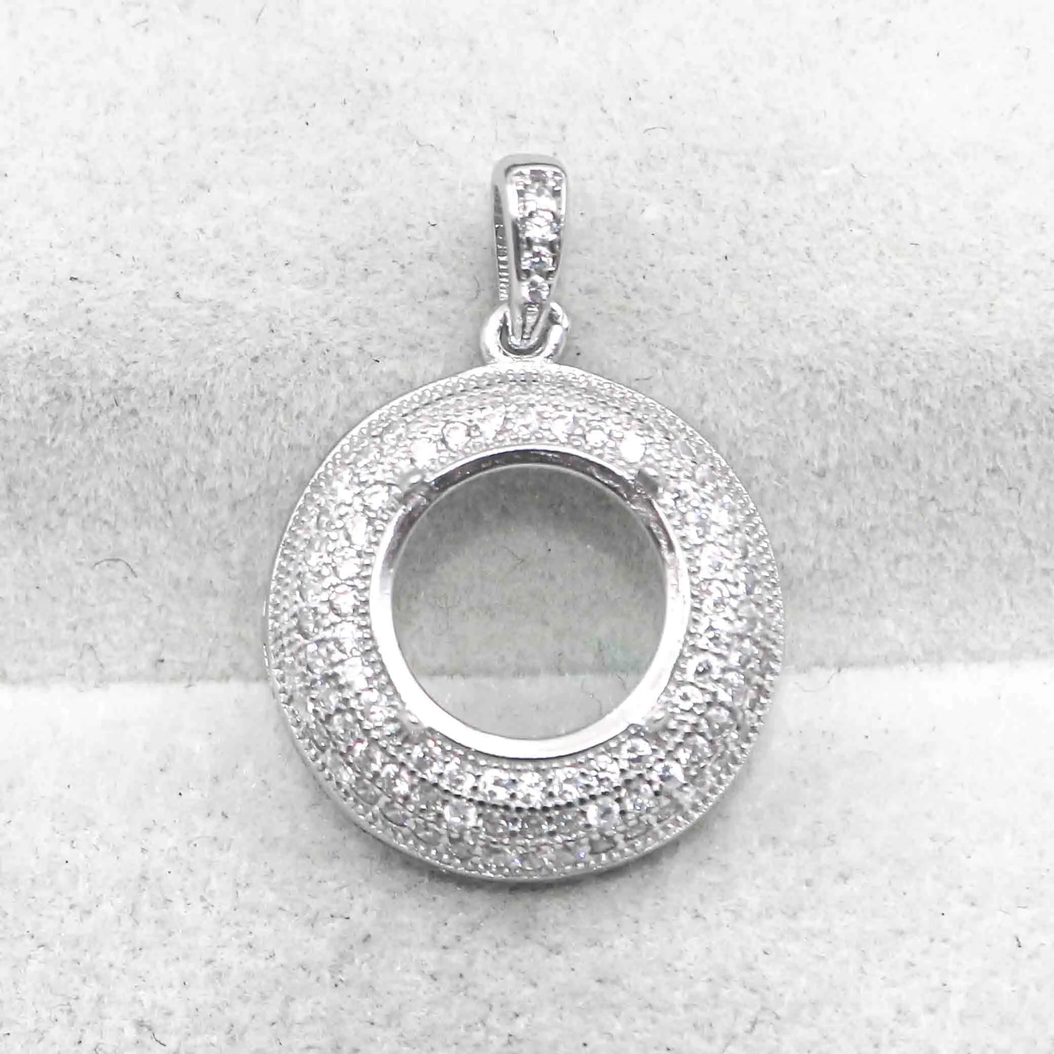 Sterling Silver 11mm Semi Mount Pendant Empty Frame Blank Support Setting S925 Base Holder Without Center Stone for DIY Inlay