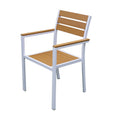 Teak Color PS Plastic Wood Table and Chair Outdoor Garden Leisure Table and Chair Aluminum Frame Picnic Table and Chair CNLF