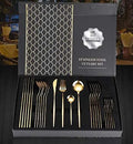 High Grade Fancy 24 Piece Mirror Gold Plated Dinner Stainless Steel Flatware Cutlery Set