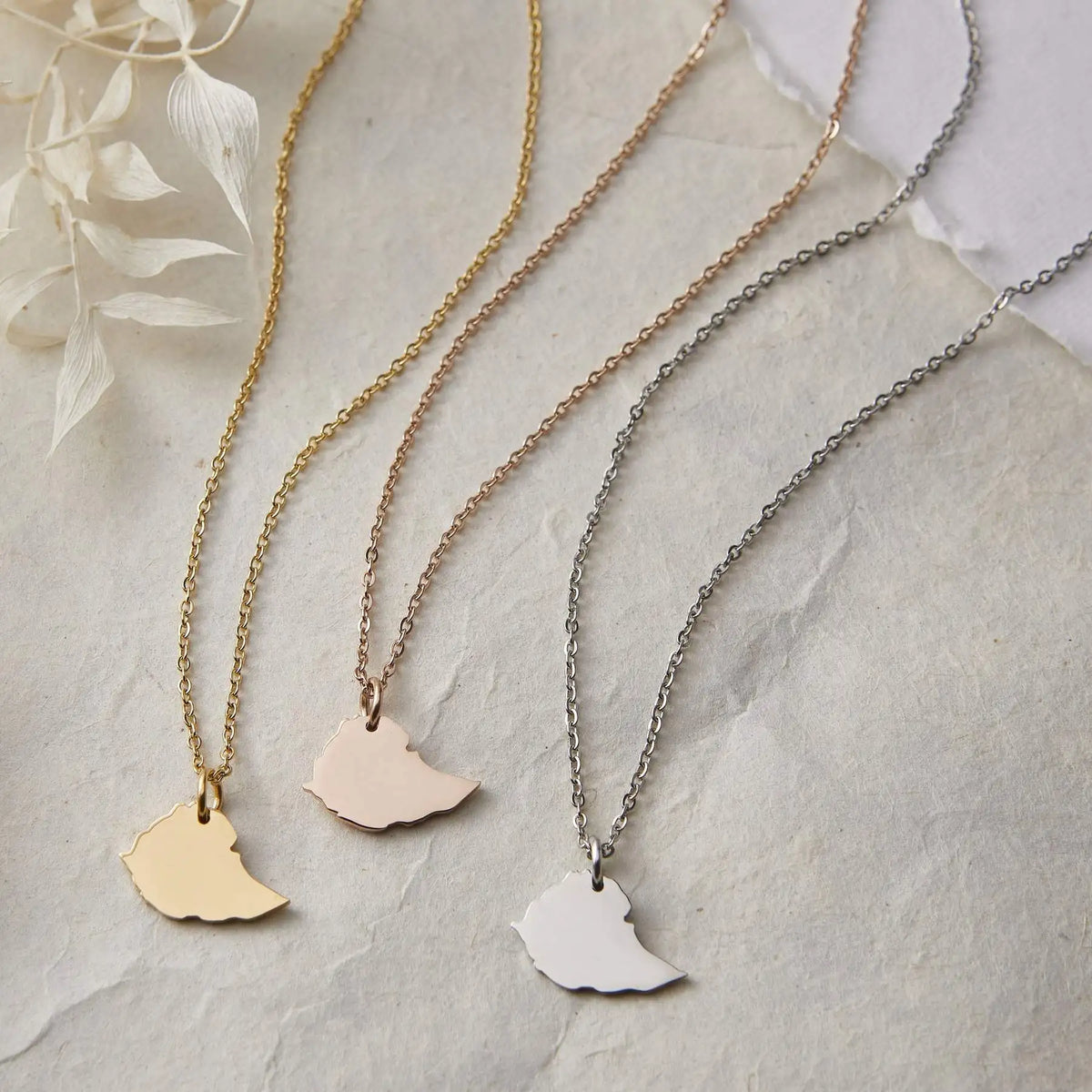 Inspire Jewelry Wholesale No Fade 18K Gold Stainless Steel Chain African Ethiopia Map Pendant Necklace World Countries Map MegaBDM