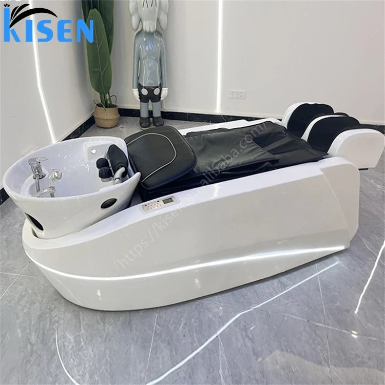 Barbershop Salon Japanese Hair Washing Electric Thai Treatment Head Spa Full Body 4D  Massage Shampoo Bed