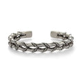 Vintage Thai Silver Bangle Statement Handmade Braided Open Bracelet Fashion Double Bamboo Bracelet for Women Men