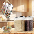 6 Piece Set of Large Grain BPA Free Storage Box Stackable Food Storage Container Airtight Sealed Jar With Black Lid