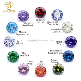 3A 5A Cubic Zirconia Month Birthstones Gemstones Emerald Peridot Topaz Tanzanite Color Cubic Zirconia Stones