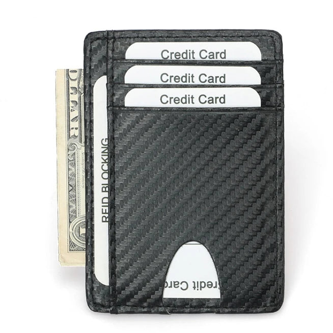 Custom Men's Minimalist Slim Leather Wallet with Open Closure RFID Blocking and Short Length Card Holder