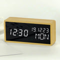 EMAF New Design Home Decor Wood Casing Time Day Calendar Temperature Humidity USB Power LED Table Digital Bamboo Alarm Clock