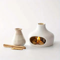 Custom Table Decorative Stick Speckled White Candlestick Ceramic Palo Santo Holder MegaBDM