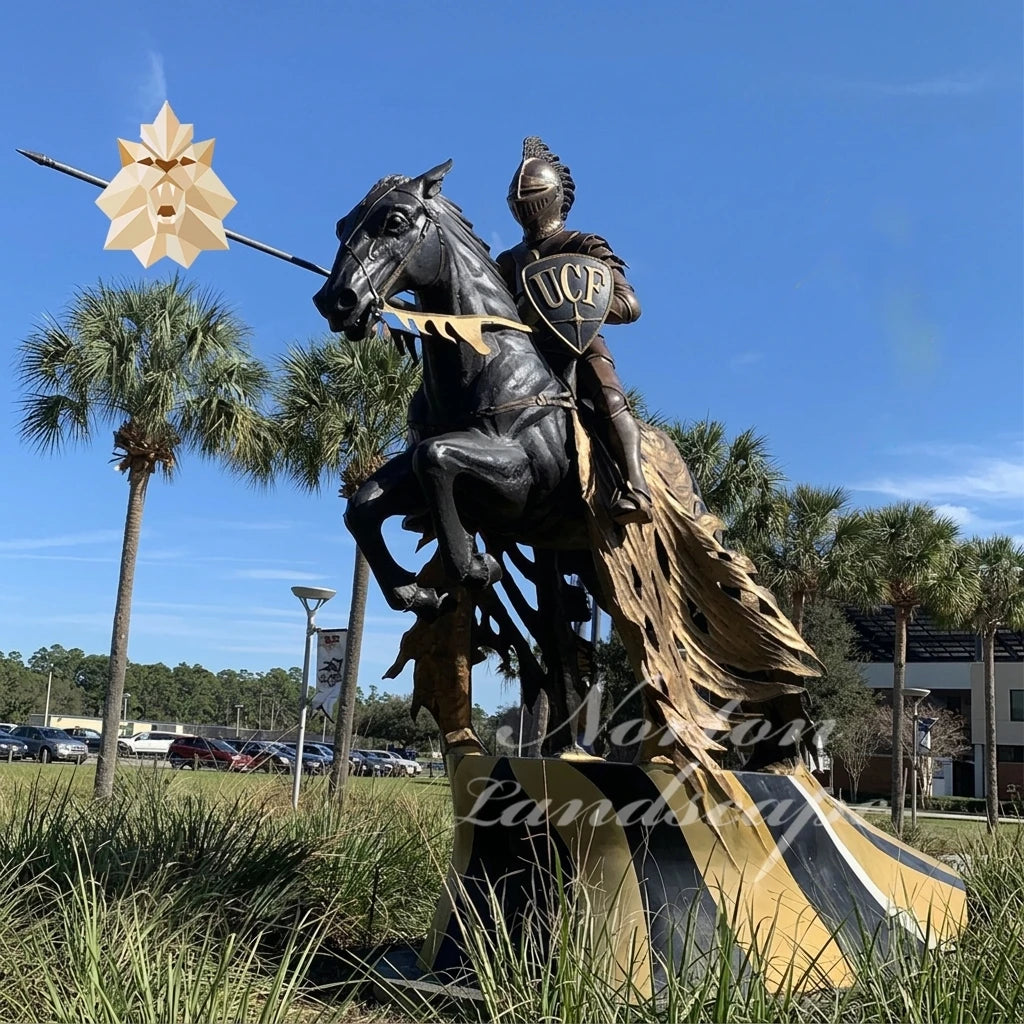 Outdoor Garden Life Size Die Cast Bronze Armour Knight Soldier Warrior Statue Sculpture with Double Color Plating NORTON Brand