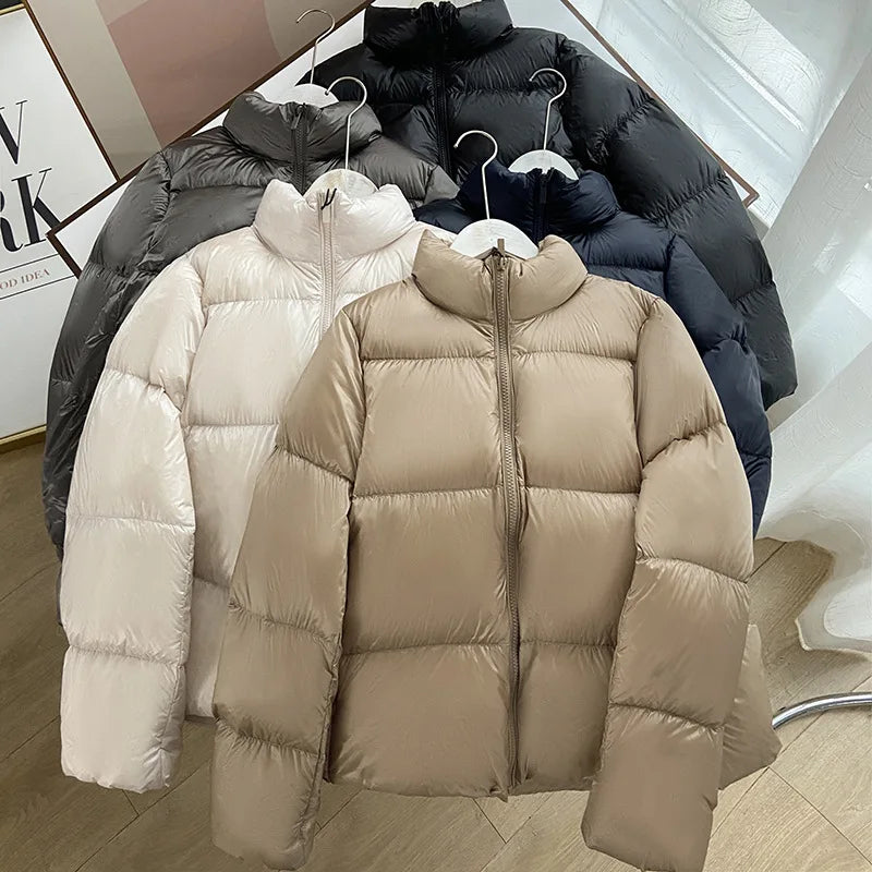 Fengway Custom Women's Fashion Straight Puffer Coat Stand Collar Zipper Bubble Design Winter Warm Thin Coat Waterproof Feature