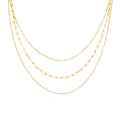 Chris April 316L Stainless Steel Necklace Simple Triple Layers Thin Gold Choker Chain Necklace Pendant for Women