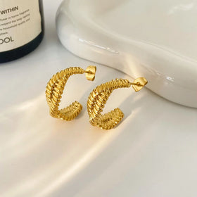 Intersecting and Irregular Design Titanium Steel Earrings and C-shaped Stainless Steel Earrings Wholesale