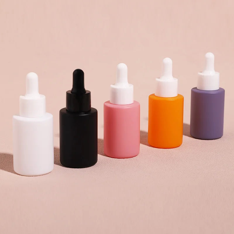 Base Material Empty Glass Essential Oil Bottle with Dropper Cosmetic Glass Packaging Colored Skin Care Packaging 30ml