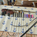 Roll up Recyclable Artist Paint Brush Holder Bags Canvas Makeup Brushes Case for Women