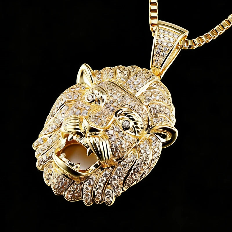Perfect Fashion Accessory Brass Lion Pendant with Cubic Zirconia for Friend Gathering Outfits