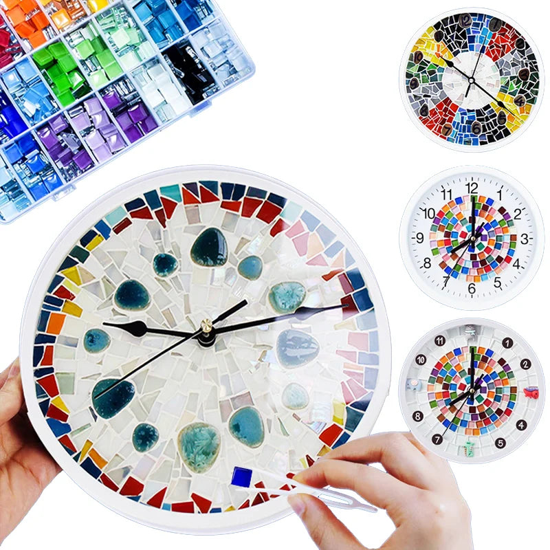 Mosaic Ceramic Wall Clock DIY Silent Clock Kits for Bedroom Decor Arts and Crafts Supplies for Kid