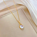 [Titanium Steel] Real Gold Gorgeous Water Drop Zircon Necklace Titanium Steel Chain Clavicle Chain