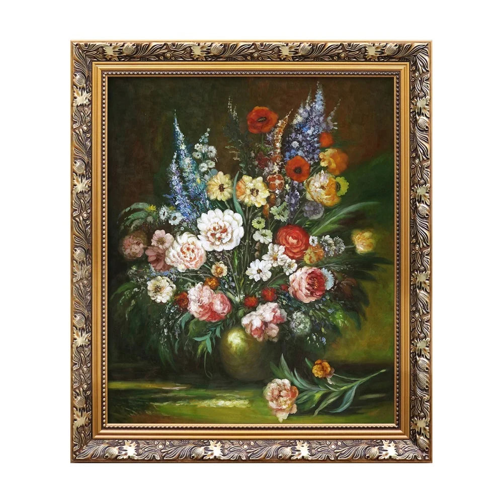 Hand Painted Flower Oil Painting for Living Room Decor Classical Impression Flower Wall Painting Flowers in Vase Picture
