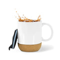 Custom Mugs Coffee 15oz Ceramic Matte Glossy White Coffee Mugs with Handle Lid and Bamboo Cork Base