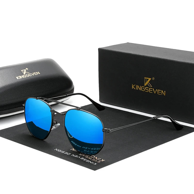 For Men Women Vintage Polarized Anti-Radiation Hexagon Stainless Steel Round Sunglasses 7748