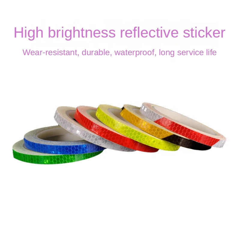 IRONDONEKY Bicycle Reflective Strip Car Waterproof Reflective Sticker Night Reflective Roll 1cm*8m Sticker Motorcycle Checkered
