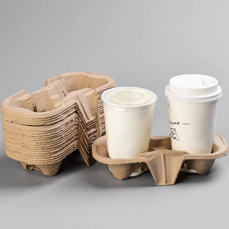 Disposable Reusable Biodegradable Eco-friendly Craft Paper Single Wall Kraft Coffee Cup Holder Custom Takeaway