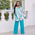 Summer Printed Shirt Plus Size Two-piece INS Style Trousers Fashion Casual Suit
