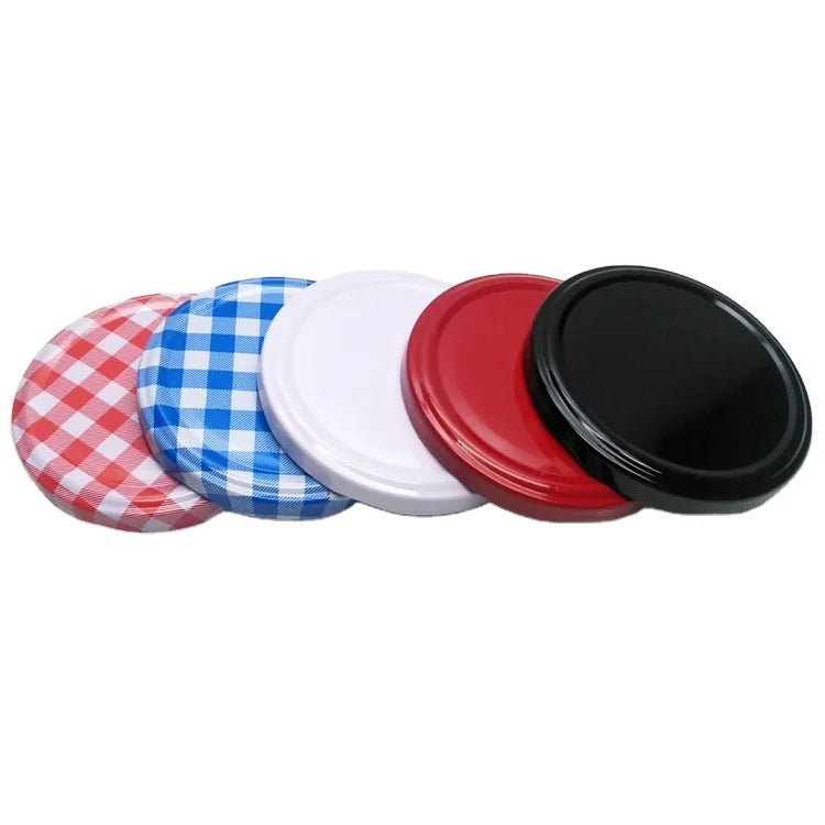 82mm Red White Black Plaid Tinplate Tinlate Aluminum Alloy Lid Closure Twist Off for Glass Bottle Glass Jar