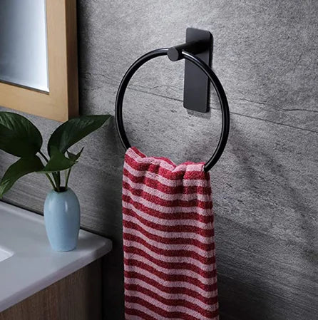 Modern Stainless Steel Circle Hotel Towel Holder Adhesive Wall-Mounted Towel Ring