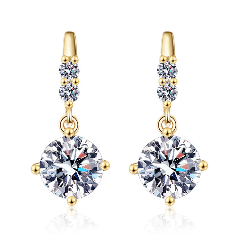 Factory Wholesale Light Luxury 925 Sterling Silver Jewelry Delicate Tassel 1Carat Moissanite Drop Earrings for Women