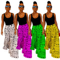 Trending New Items Letters Printed Baggy Pants Woman Plus Size High Waist Wide Leg Loose Pants