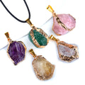 Natural Stone Pendants Random Irregular Raw Shape Healing Crystal Agate Charms Gemstone Gold Plating for Jewelry Making Gift