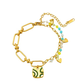 Vintage Trend New Zircon Stainless Steel Bracelet Fashion Popular Exquisite Crystal Love 14k Gold Plated Jewelry Bracelet