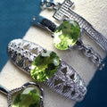 Meihan Wholesale Natural Gem Cutting Peridot Adjustable Ring Women for Jewelry Making Gift