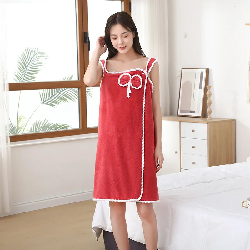 Wish Multifunctional Women Bath Beach Spa Fast Drying Bathrobe Body Wrap Soft Wearable Microfiber Towel Skirt for Lady