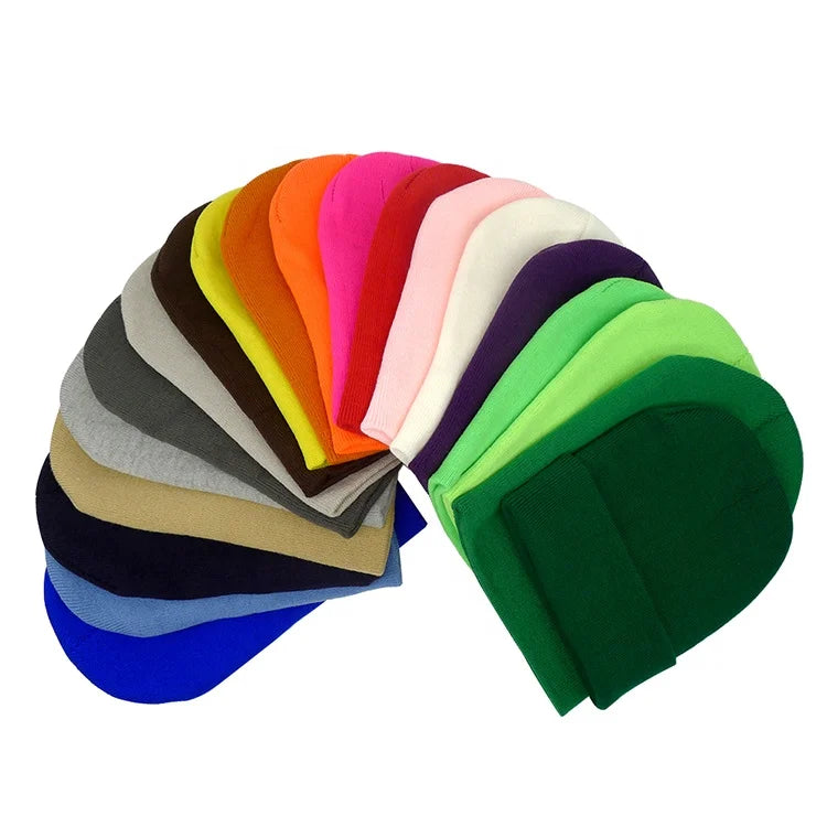 Unisex 100% Acrylic Fisherman Slouchy Beanie Cap Warm Knit Winter Hat 3D Embroidery Ready Ship-High Quality Plain