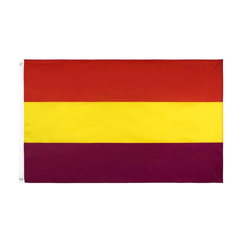 Cheap Wholesale 90*150cm Spanish Second Republic Flag Spain Purple Polyester Silk Screen Printed Sunflower