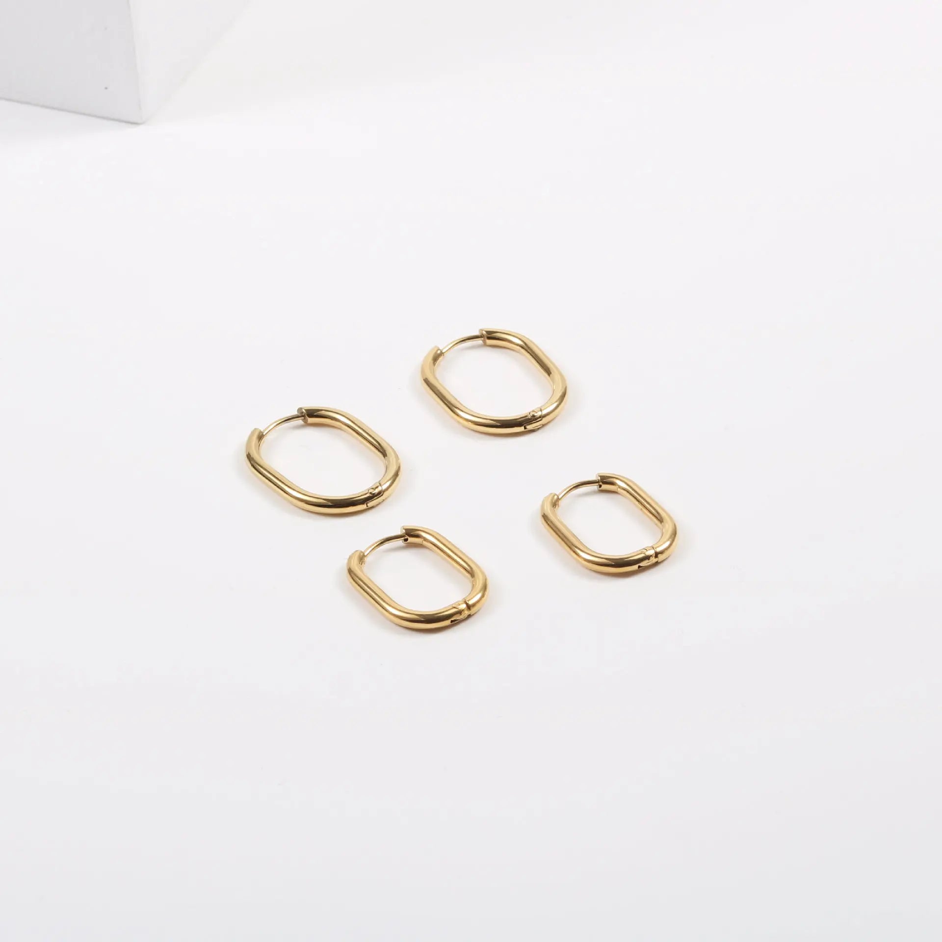 JOOLIM 18K Gold Plated Simple Style Stainless Steel Hoop Earrings Trendy Geometric Pattern Wholesale Tarnish Free & Waterproof