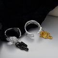 Icebela Fashion Jewelry 925 Sterling Silver Korean Version Niche Design Shaped Texture Ring Female Open Color Pendant Ring